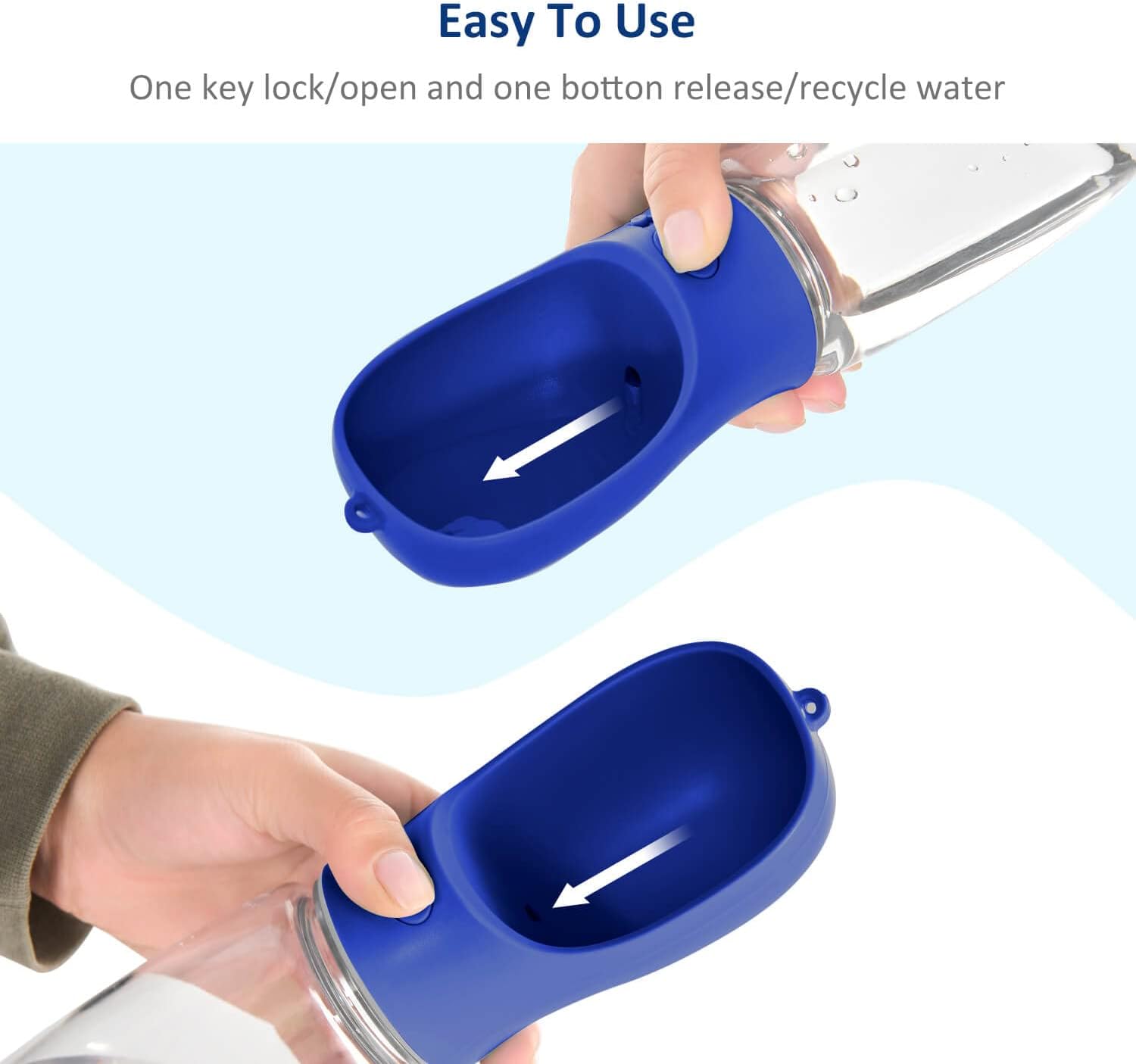 Portable Dog Water Bottle with Food Container, 12 OZ + 6 OZ, Leak Proof Puppy Water Dispenser with Drinking Feeder for Pets Outdoor Walking, Hiking, Travel, Food Grade Plastic